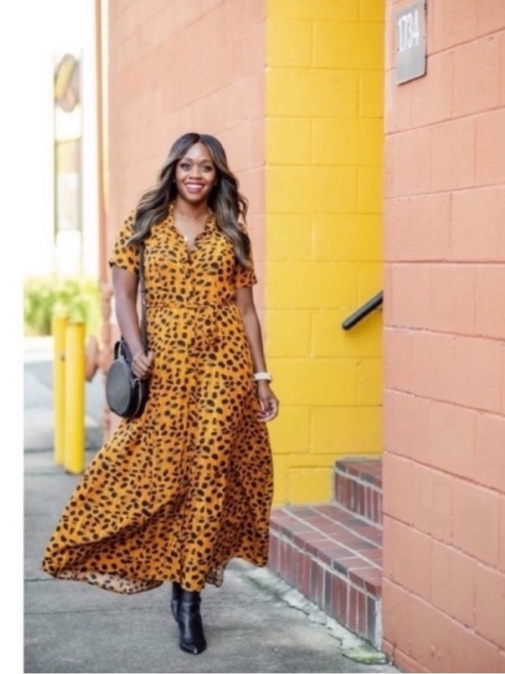 Anthropologie Porridge Vianne Leopard Maxi ShirtDress Orange 8 NWT - Picture 4 of 7